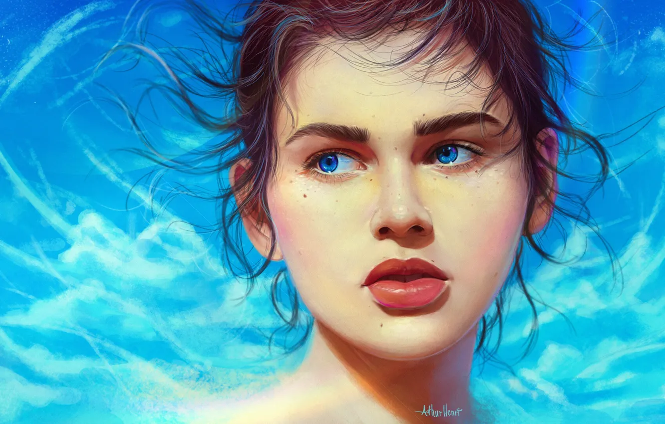 Photo wallpaper eyes, girl, face, style, lips, girl, beautiful, art