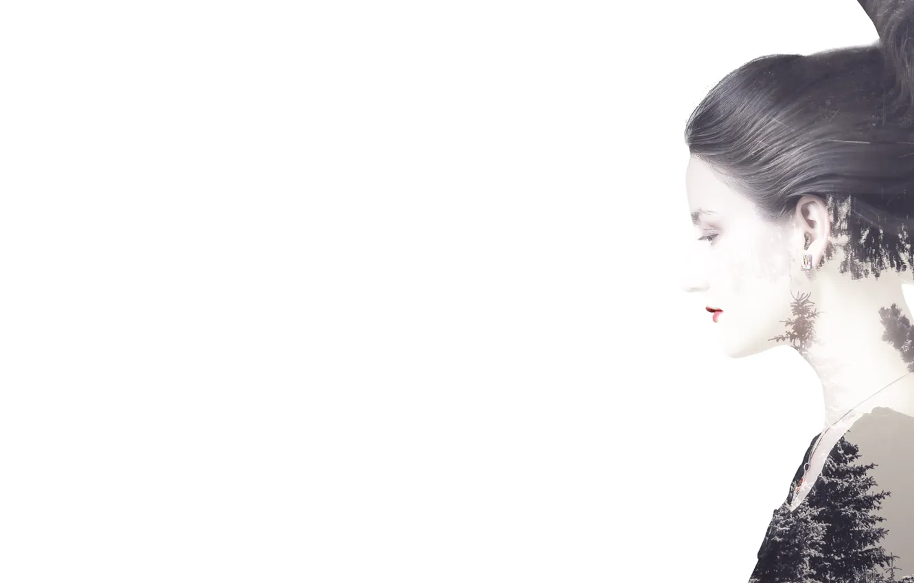 Photo wallpaper forest, girl, inner peace