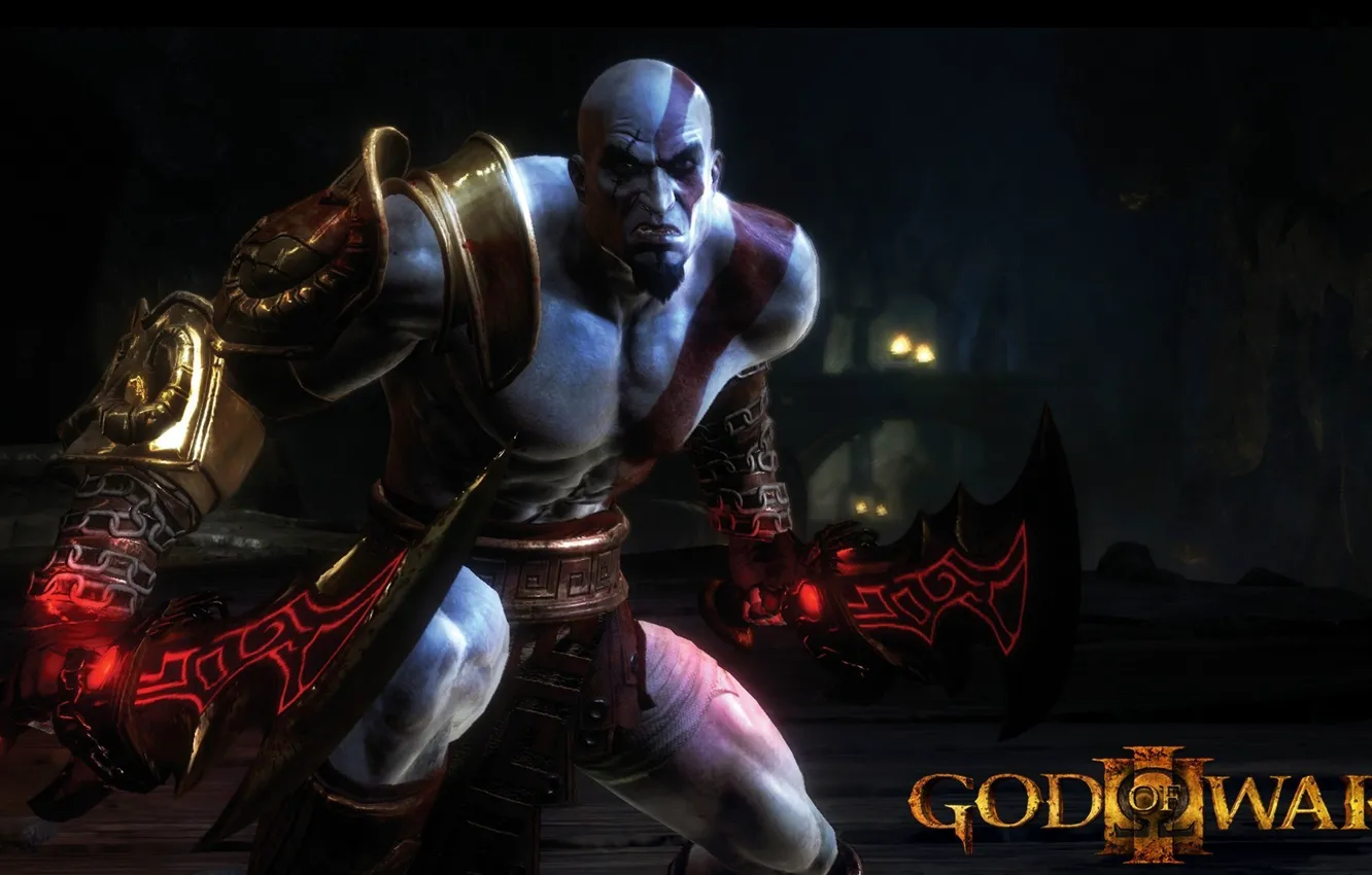 Photo wallpaper sword, demigod, god of war, kratos, god of war 3, man, hero, spartan
