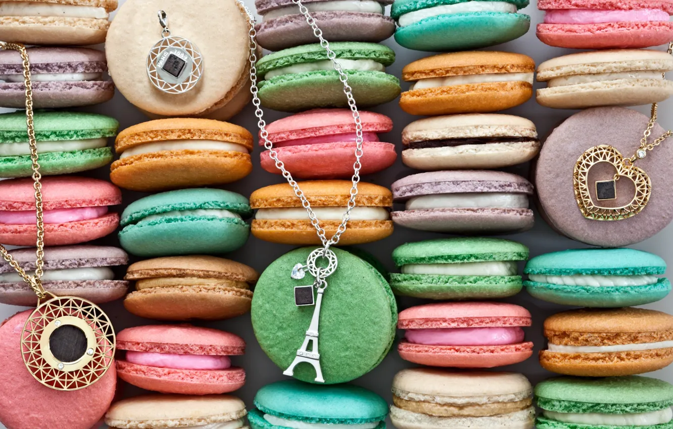 Photo wallpaper decoration, cookies, pendants, macaroon