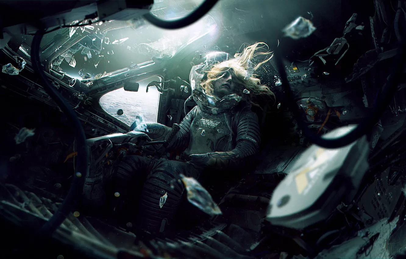 Photo wallpaper space, death, fiction, planet, the suit, orbit, cabin, pilot