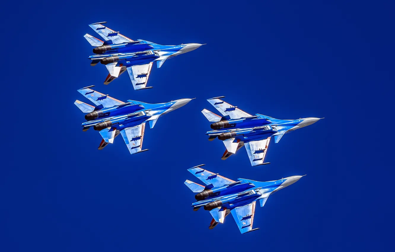 Photo wallpaper aerobatic team, multi-role fighter, Su-30CM, Su-30SM, "Russian Knights"