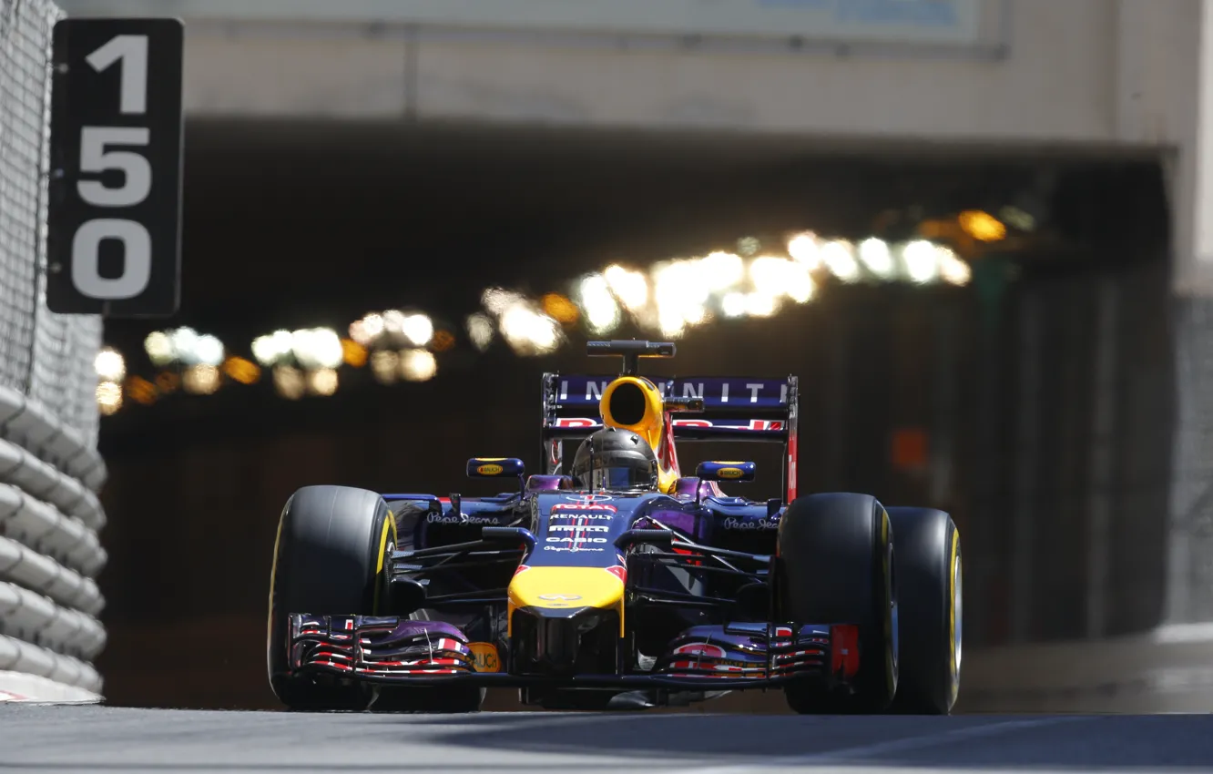 Photo wallpaper Racer, Tunnel, Monaco, Formula 1, Vettel, Champion, Sebastian