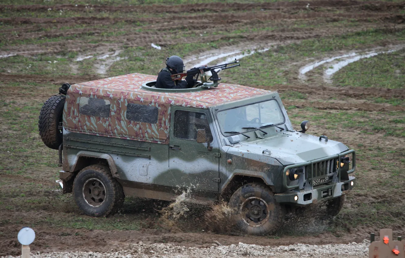 Photo wallpaper car, machine gun, INTERPOLITEX 2012, Scorpio-2M