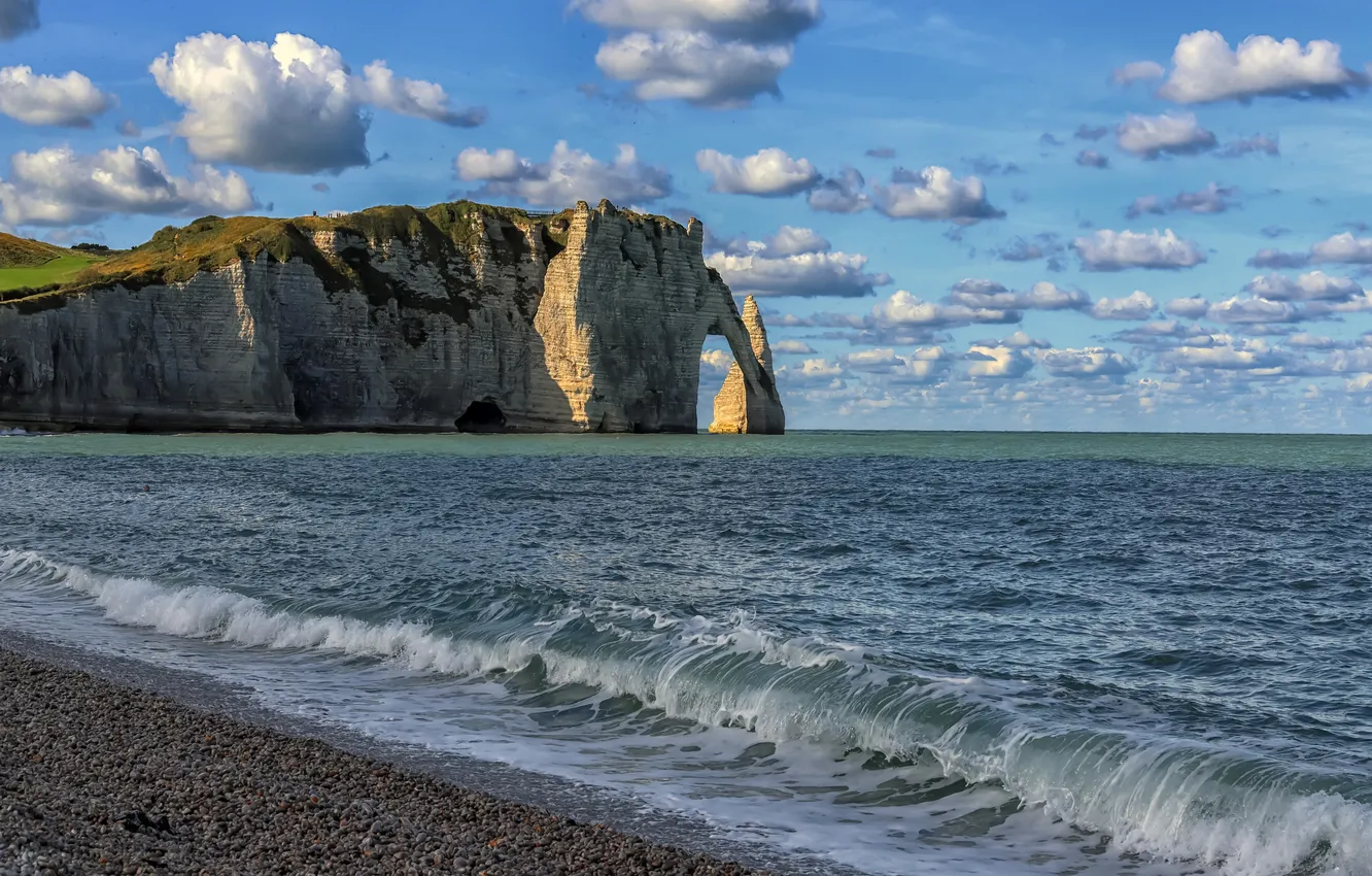 Photo wallpaper sea, the sky, clouds, France, Normandy, beautiful landscape, Tamara