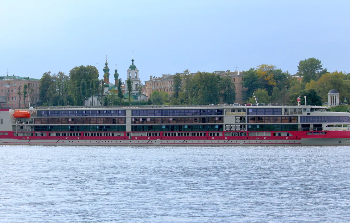 Photo wallpaper ship, cruise liner, river