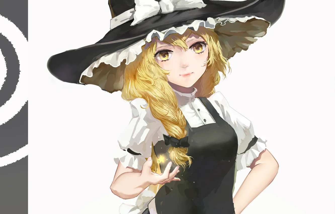 Photo wallpaper girl, hat, white background, Touhou, Touhou, Touhou