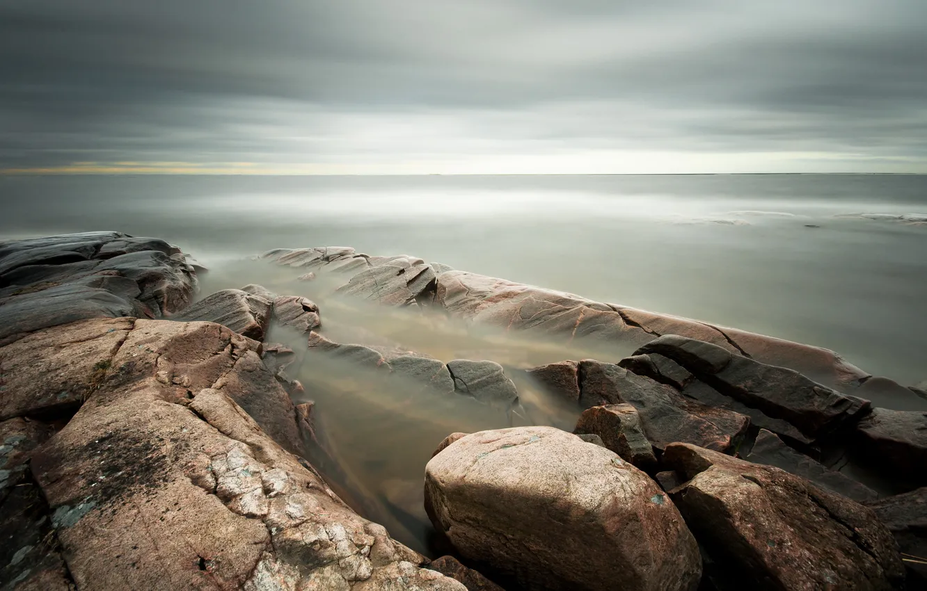 Photo wallpaper sea, landscape, nature, stones