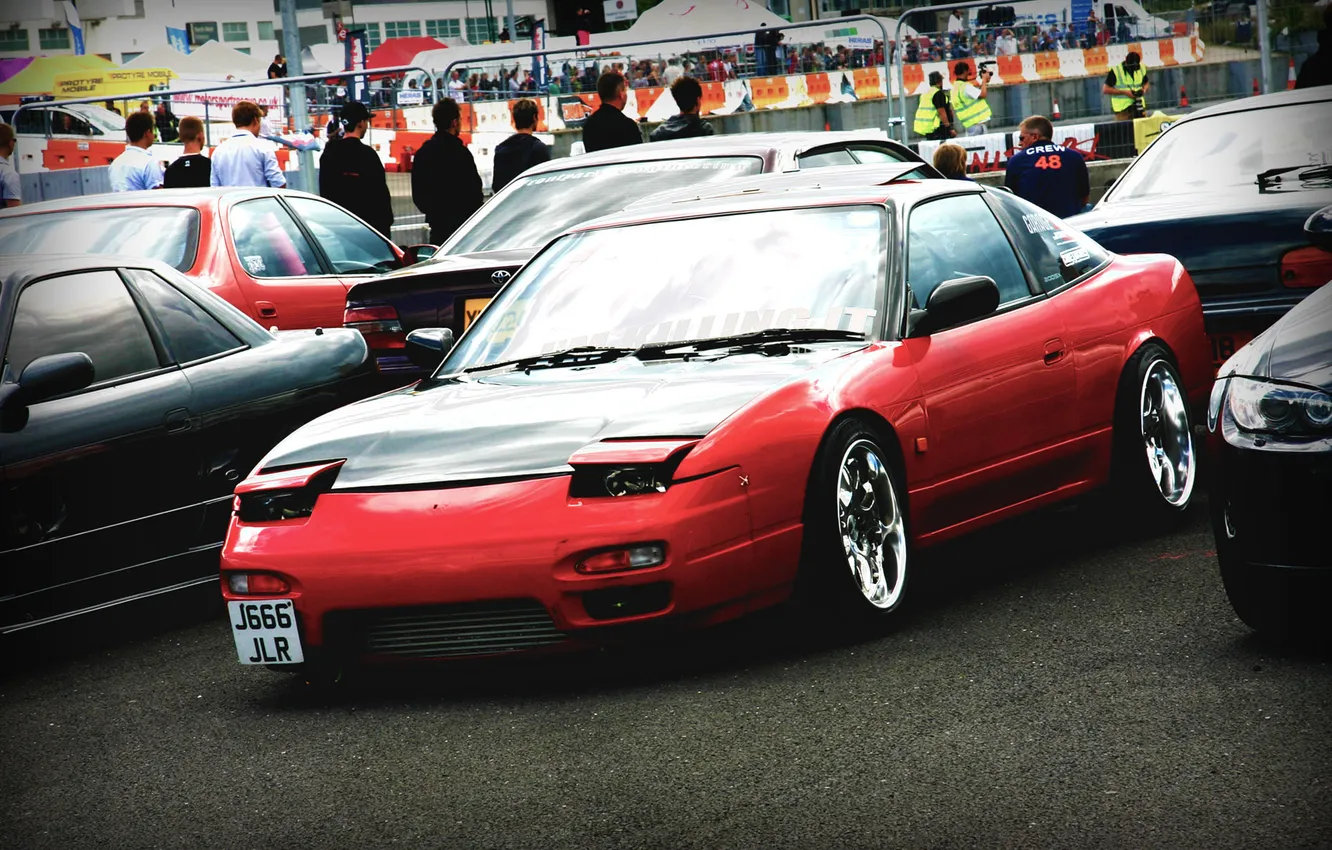 Photo wallpaper red, Nissan, drift, 240sx
