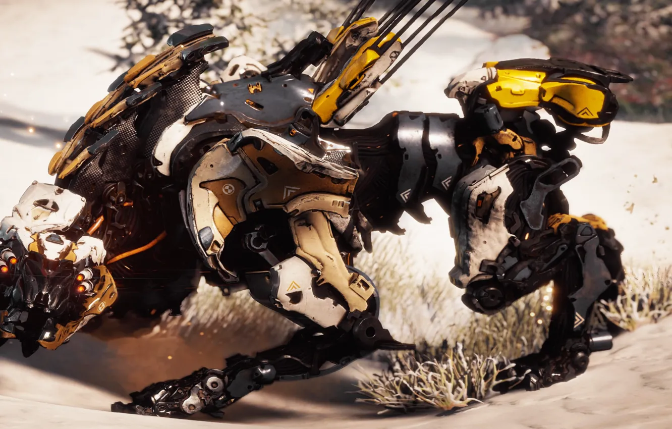 Photo wallpaper robot, hunter, PS4, Horizon Zero Dawn