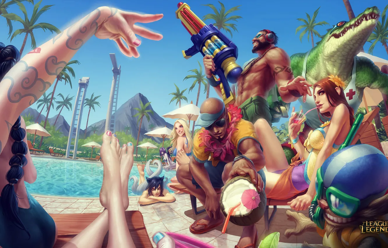 Photo wallpaper summer, pool, party, lol, league of legends