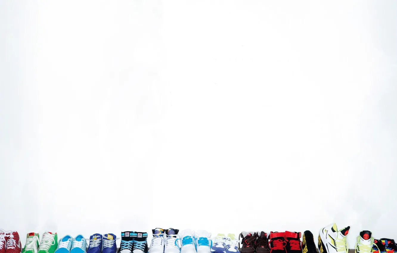 Photo wallpaper white, shoes, sneakers, a lot