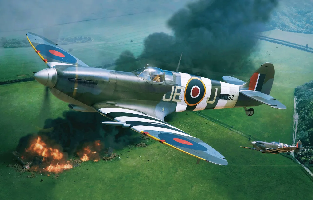 Photo wallpaper Spitfire, RAF, UK, Spitfire Mk. IXc, Piston aircraft