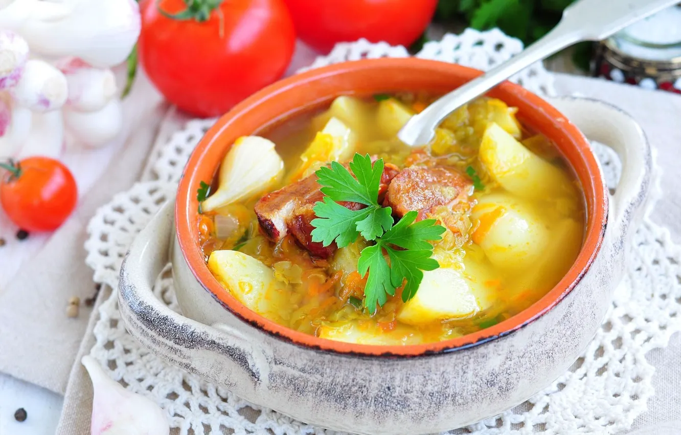 Photo wallpaper soup, bowl, tomatoes