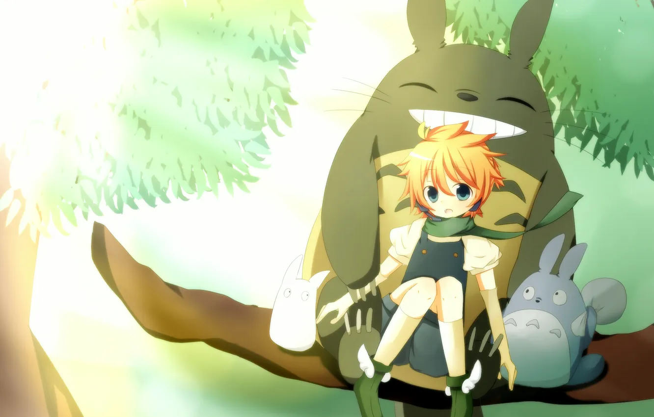 Photo wallpaper trees, branch, anime, art, guy, vocaloid, Totoro, Vocaloid