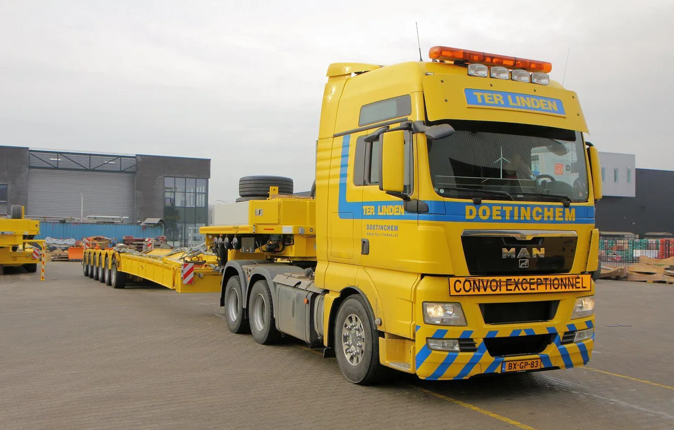 Photo wallpaper yellow, Germany, Truck, man, truck, tractor, MAN, TGX