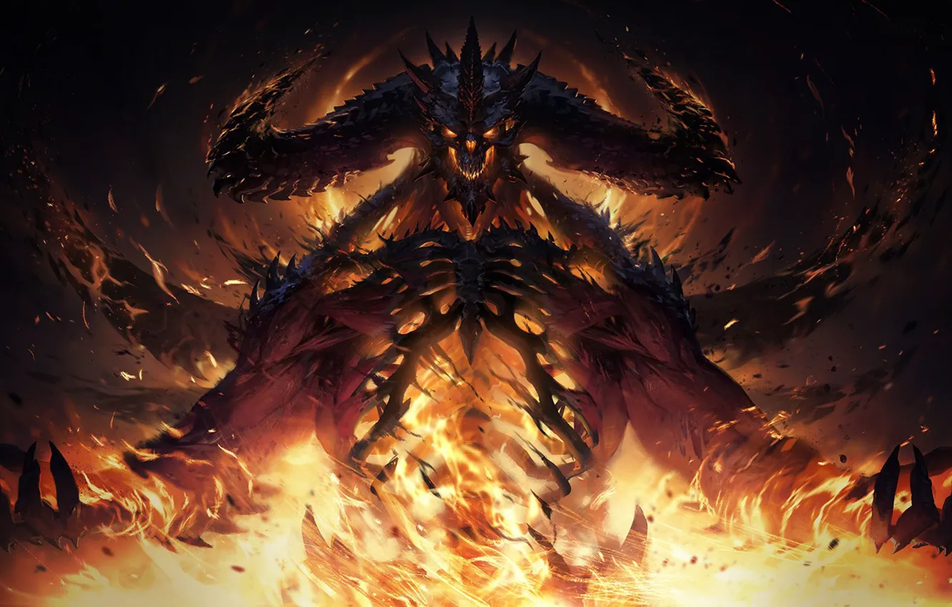 Photo wallpaper fire, game, Blizzard, diablo, art