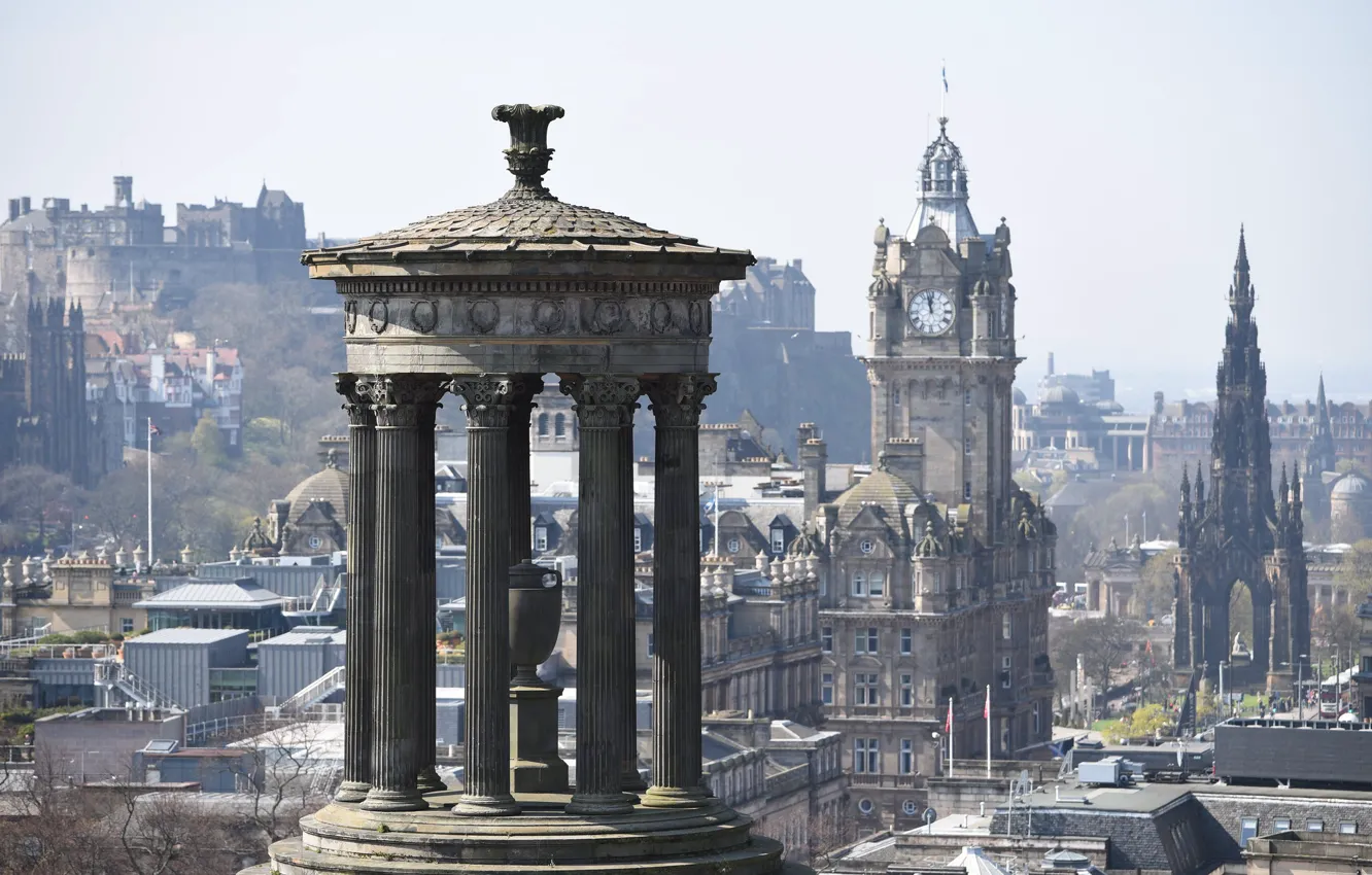 Photo wallpaper Scotland, panorama, columns, Edinburgh