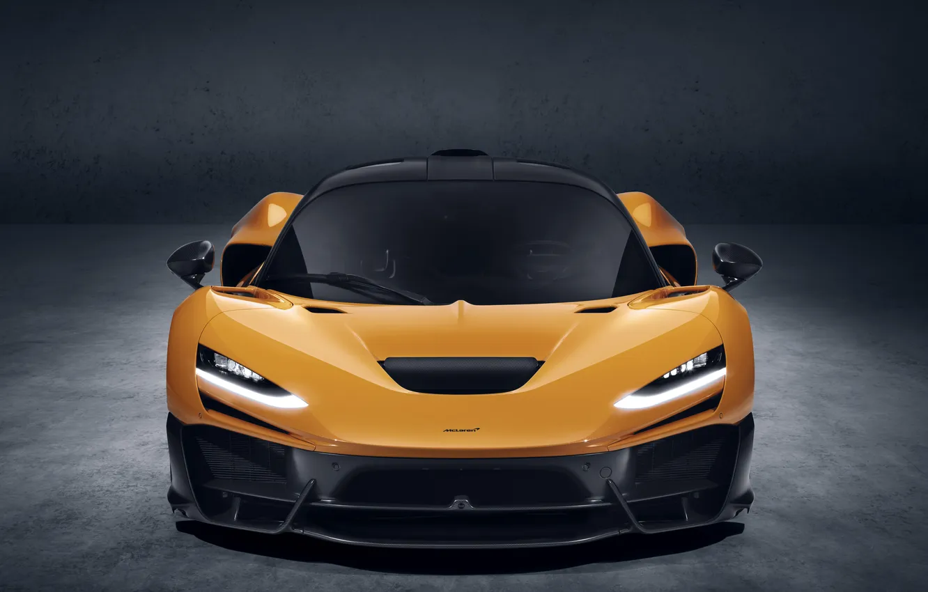 Photo wallpaper McLaren, Front, orange, face, Hypercar, Sight, McLaren W1