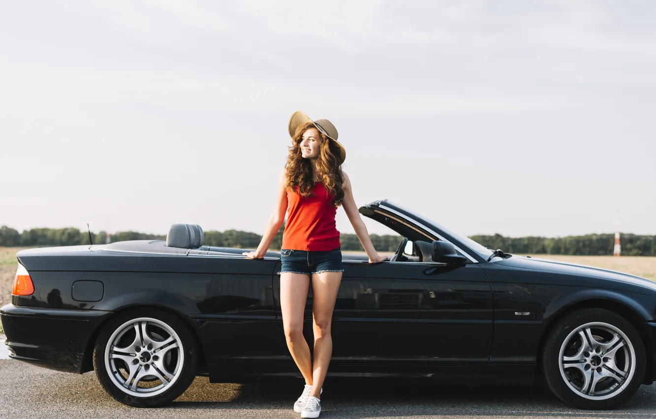 Photo wallpaper hat, woman, pretty, Cabriolet
