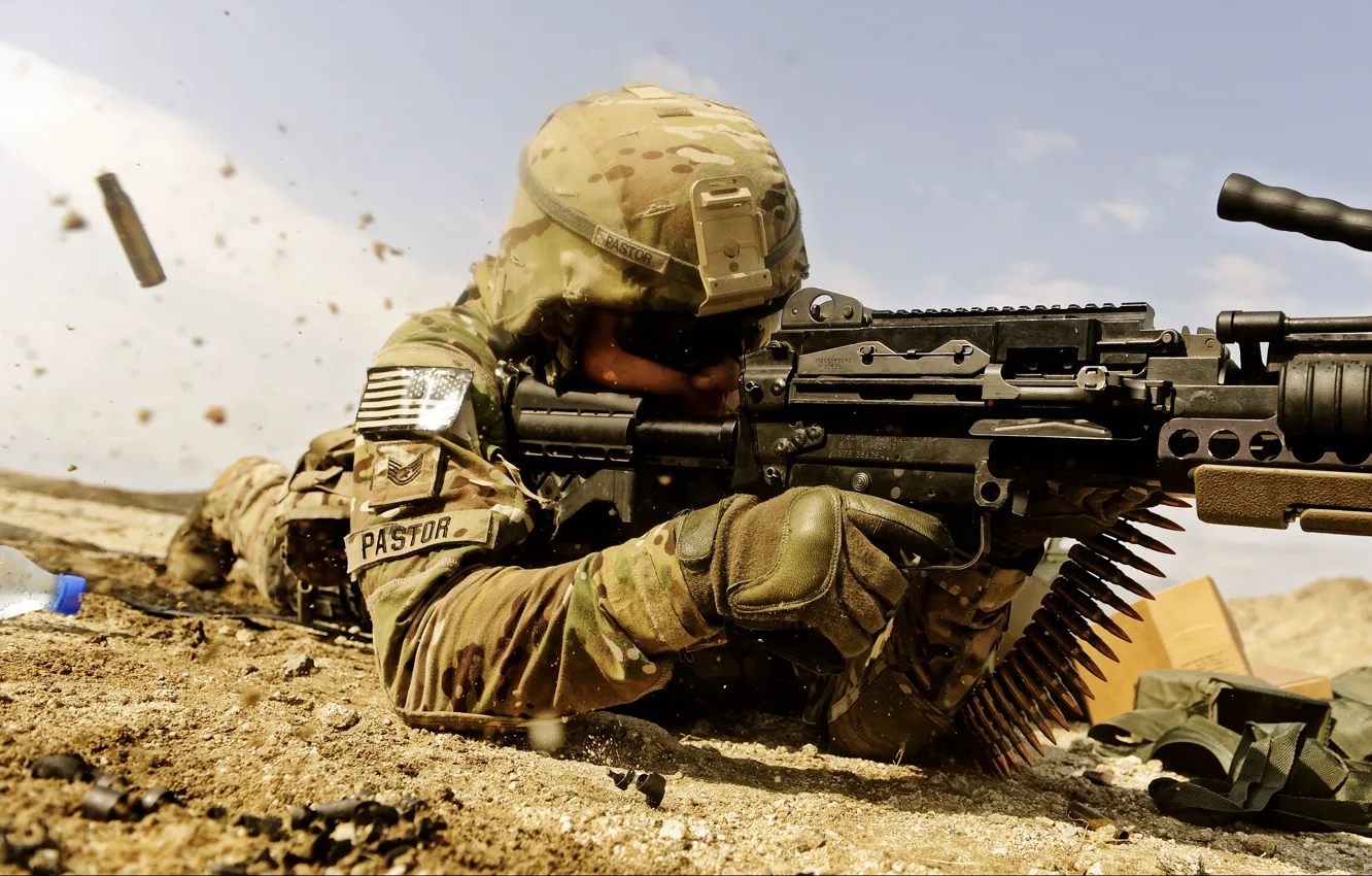 Photo wallpaper shooting, USA, machine gun, Mor. infantry
