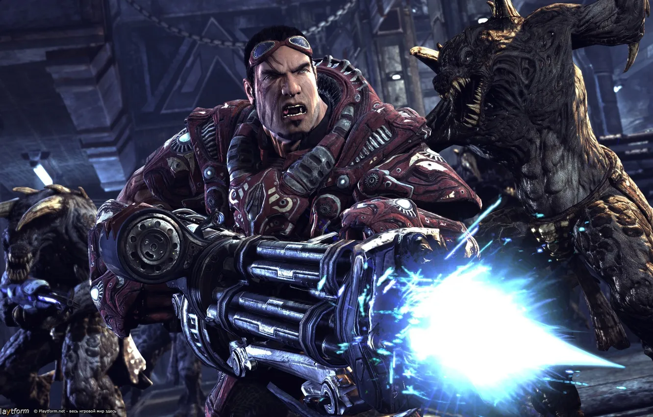 Photo wallpaper monster, Action, Minigun, Unreal_Tournament_3