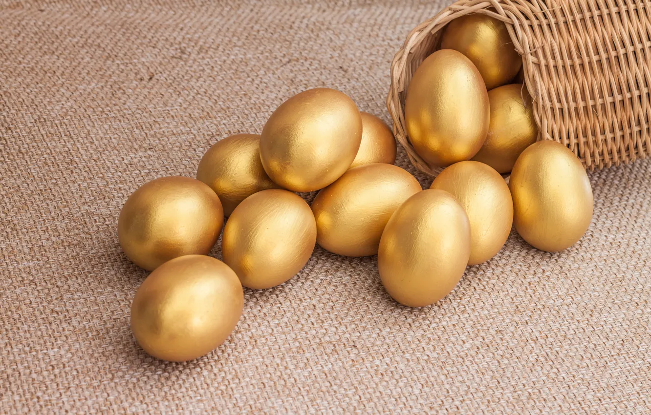 Photo wallpaper Easter, golden, gold, spring, Easter, eggs, Happy, the painted eggs
