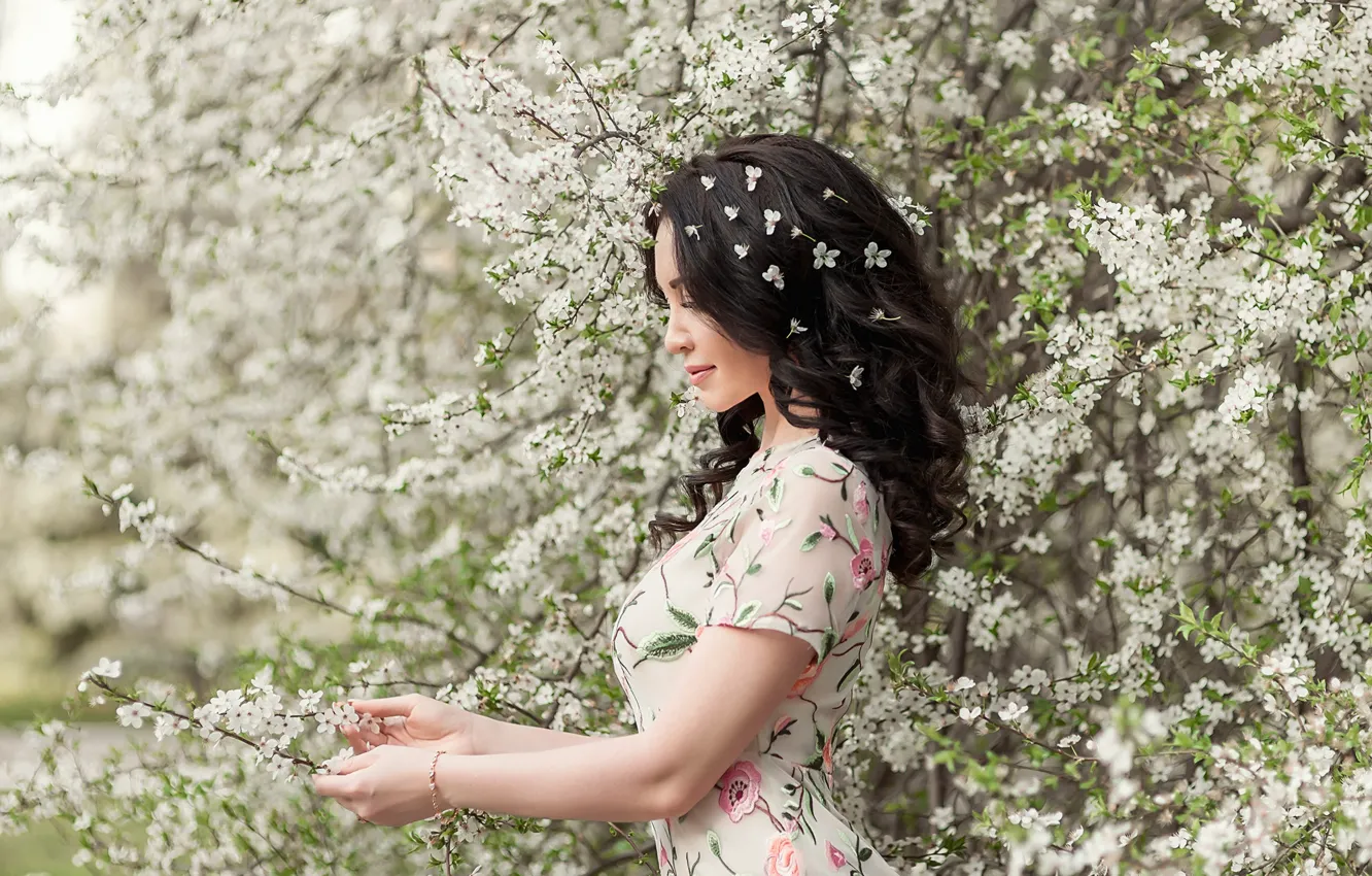 Photo wallpaper dress, model, pretty, brunette, A Diakov George