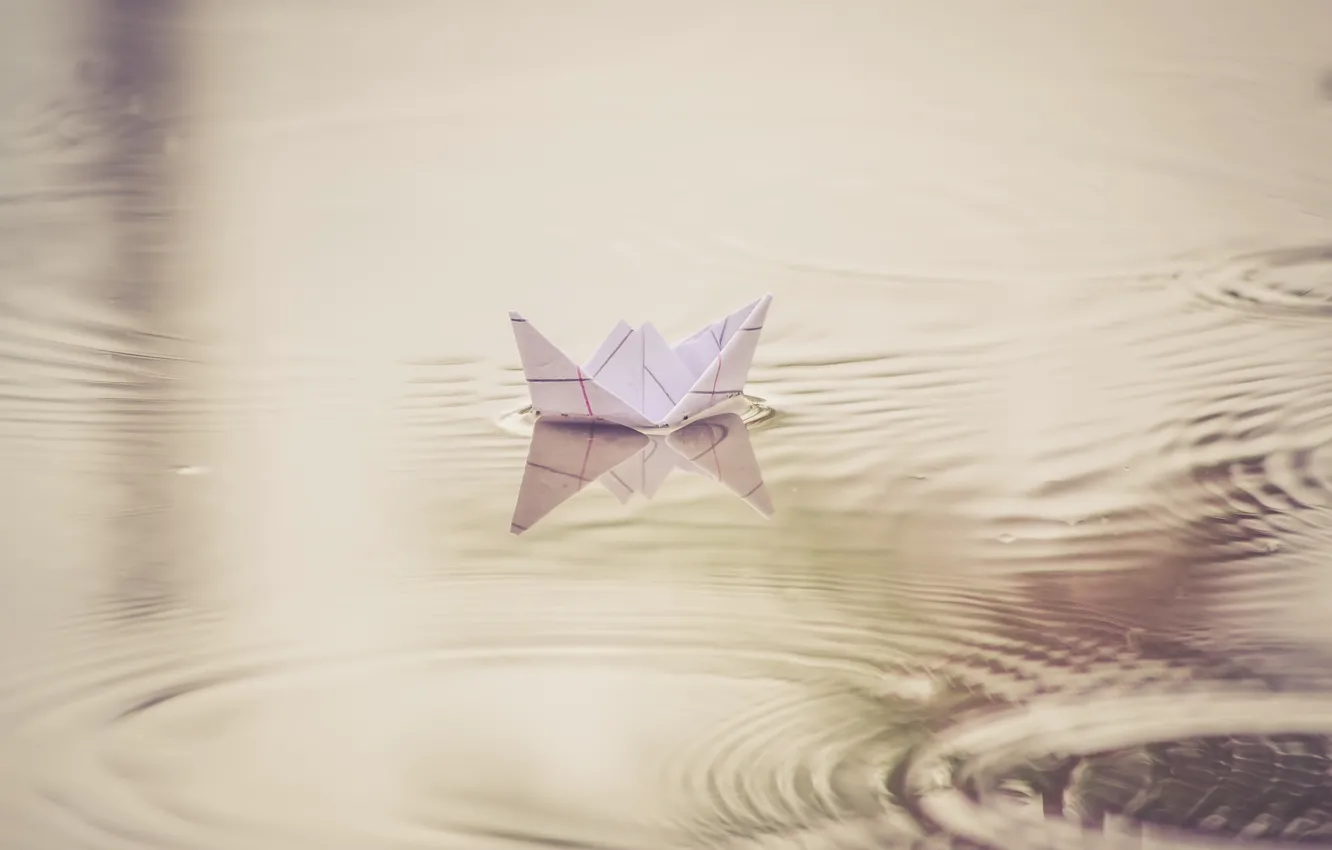 Photo wallpaper water, paper, boat