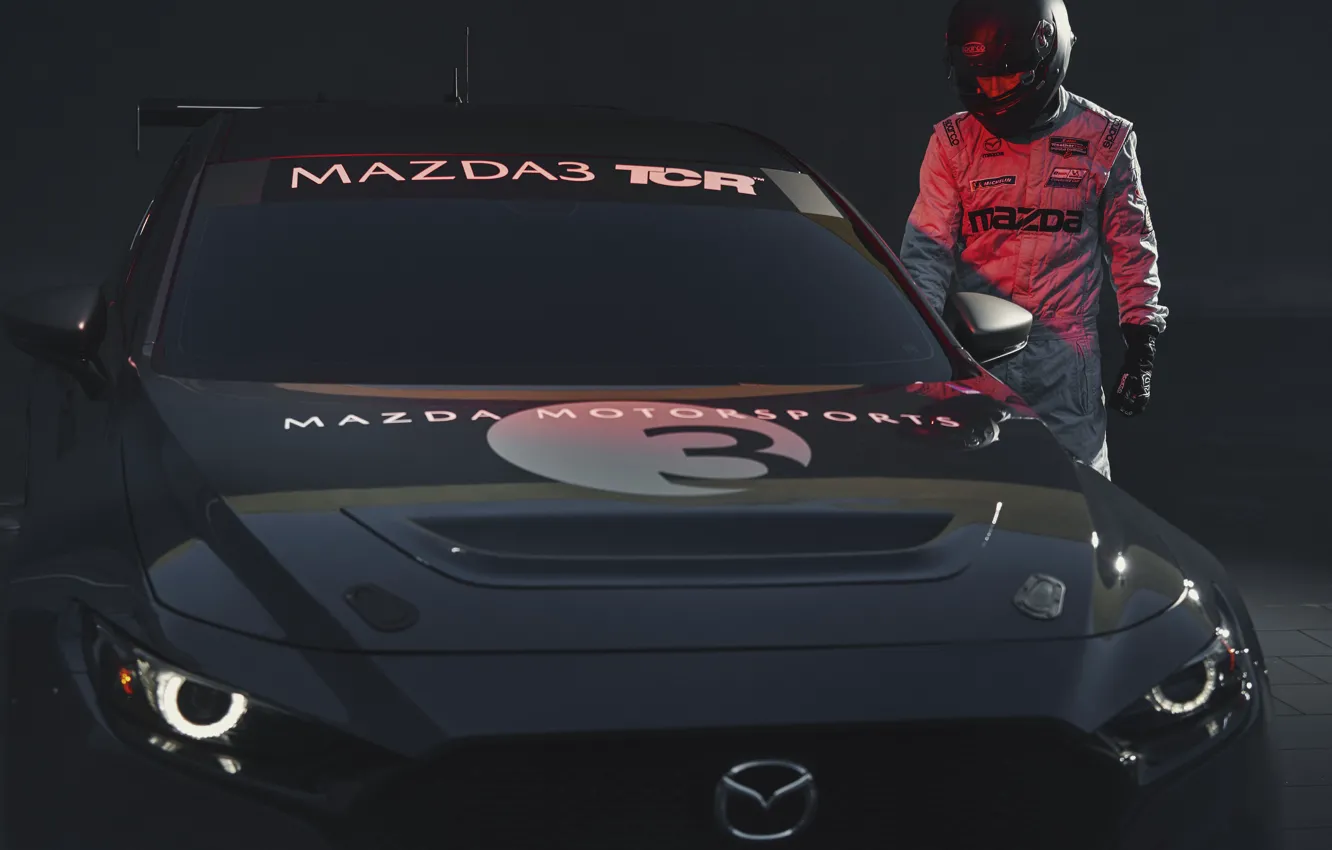Photo wallpaper lights, Mazda, racer, Mazda 3, 2020, TCR