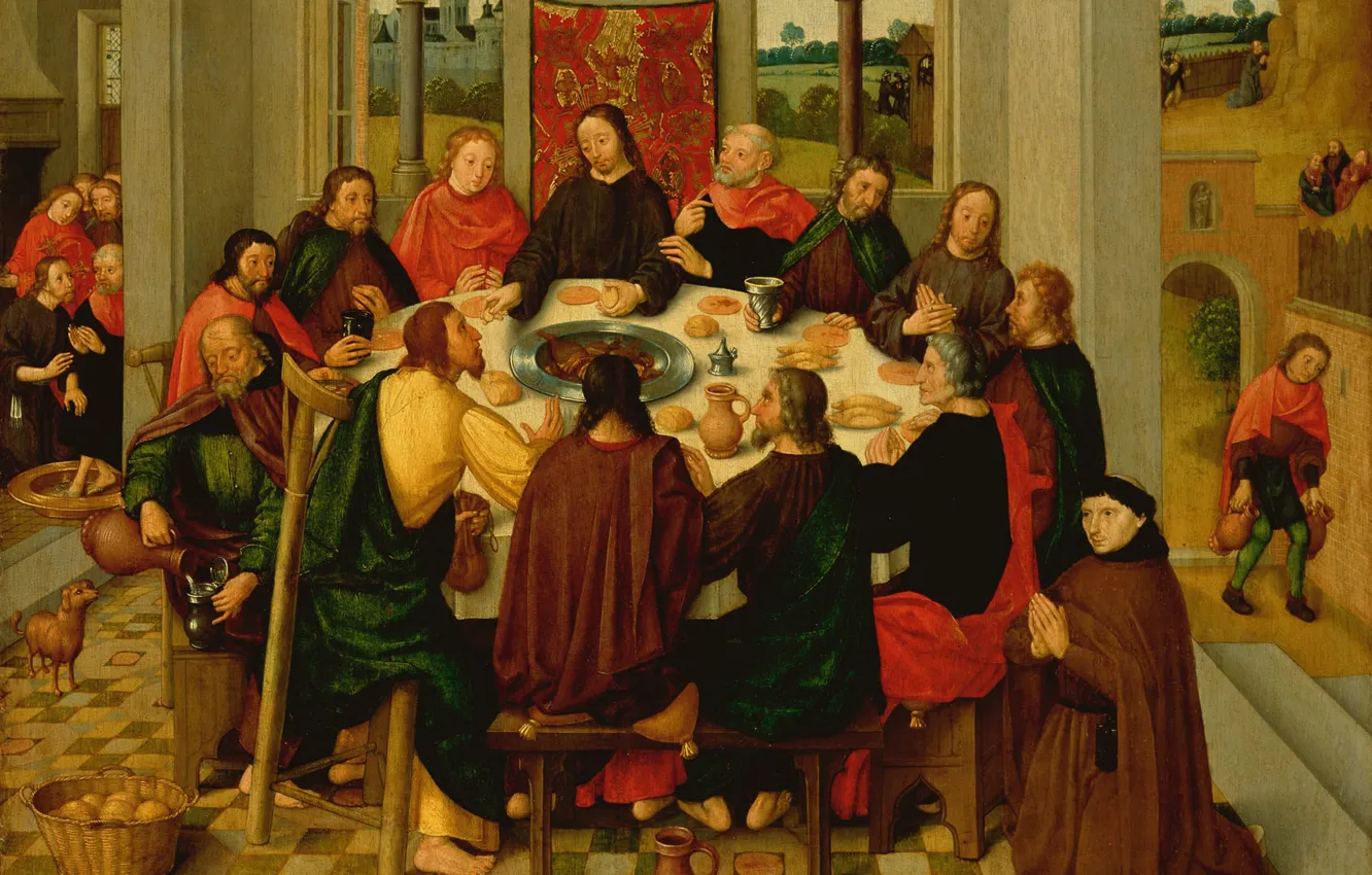 Photo wallpaper trees, oil, picture, mythology, The Last Supper, Master of the Amsterdam, Dood van Maria