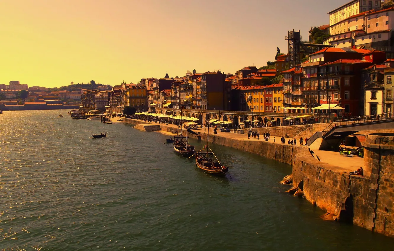 Photo wallpaper the city, coast, home, Portugal, Porto