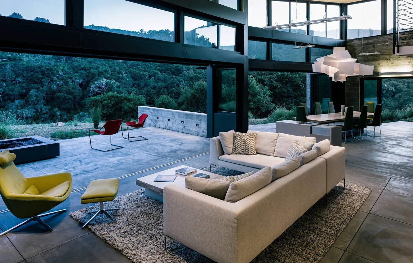 Photo wallpaper design, style, Villa, interior, CA, California, terrace, living room
