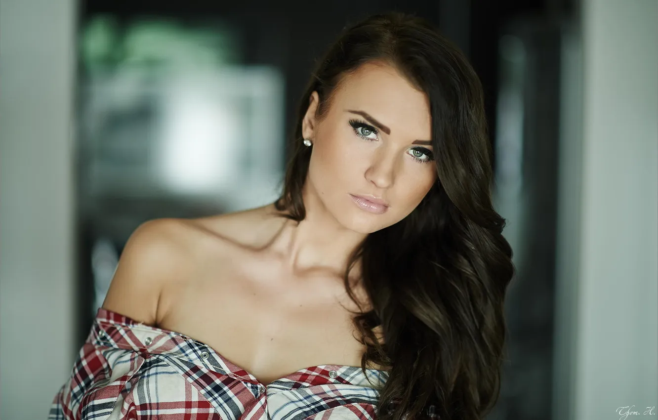 Photo wallpaper look, girl, model, portrait, brunette