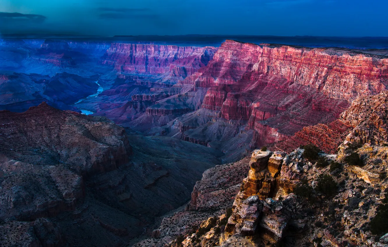 Photo wallpaper the sky, sunset, canyon, gorge