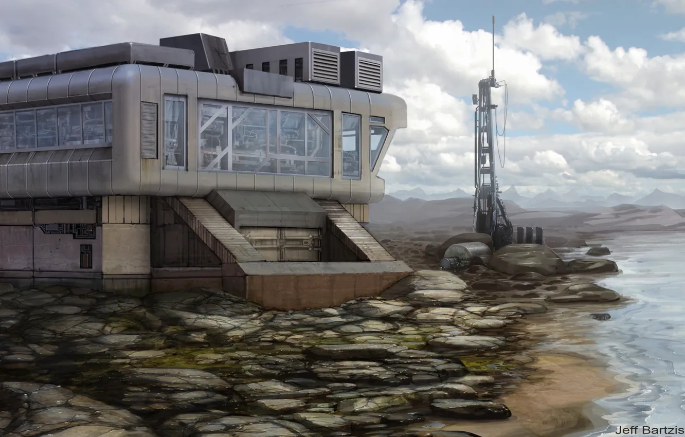 Photo wallpaper stones, construction, object, pond, Capsule