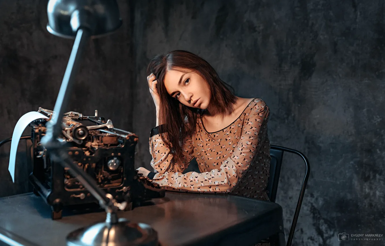 Photo wallpaper look, pose, wall, model, lamp, portrait, makeup, dress