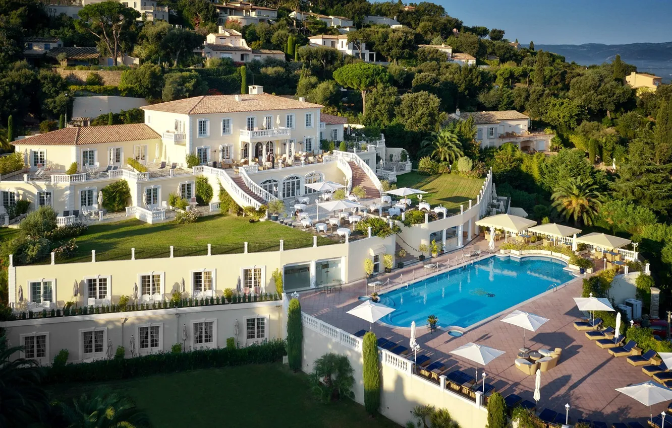 Photo wallpaper sea, coast, France, Villa, pool, the hotel, Côte d'azur, Saint-Tropez