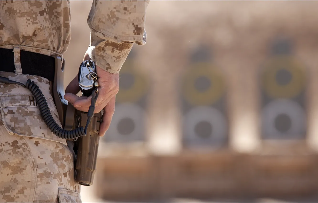 Photo wallpaper weapons, soldiers, target, weekday-