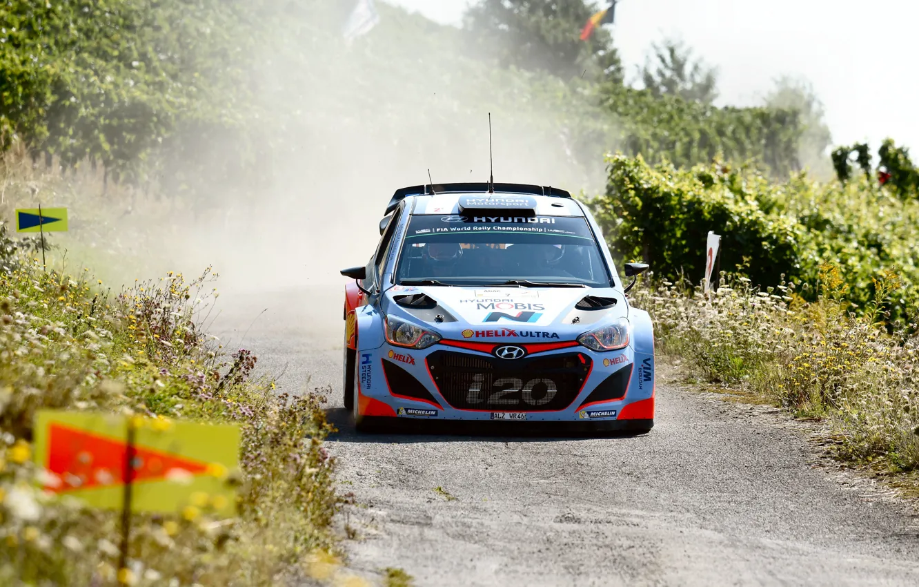 Photo wallpaper Dust, Hyundai, WRC, Rally, The front, i20