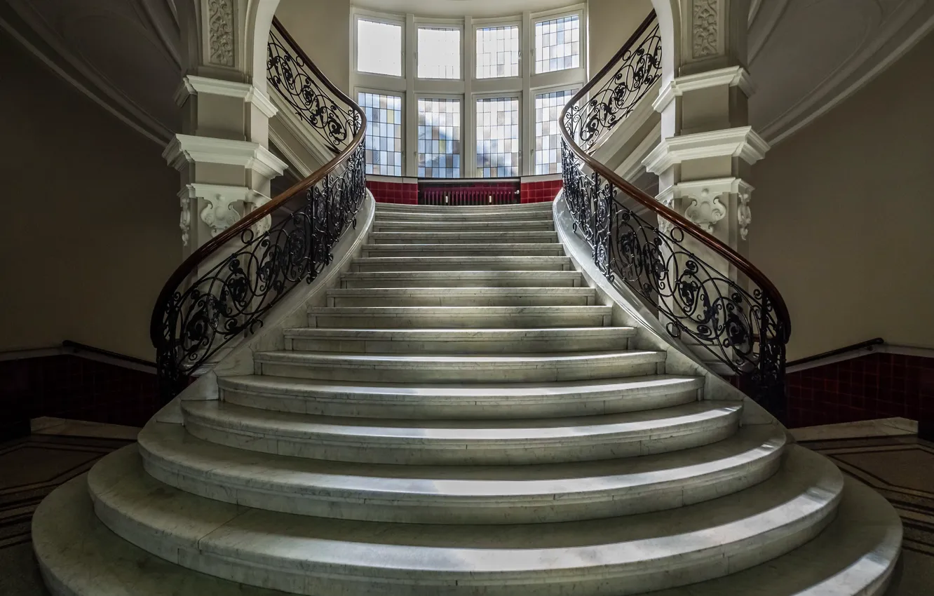 Photo wallpaper building, window, ladder, railings, stage