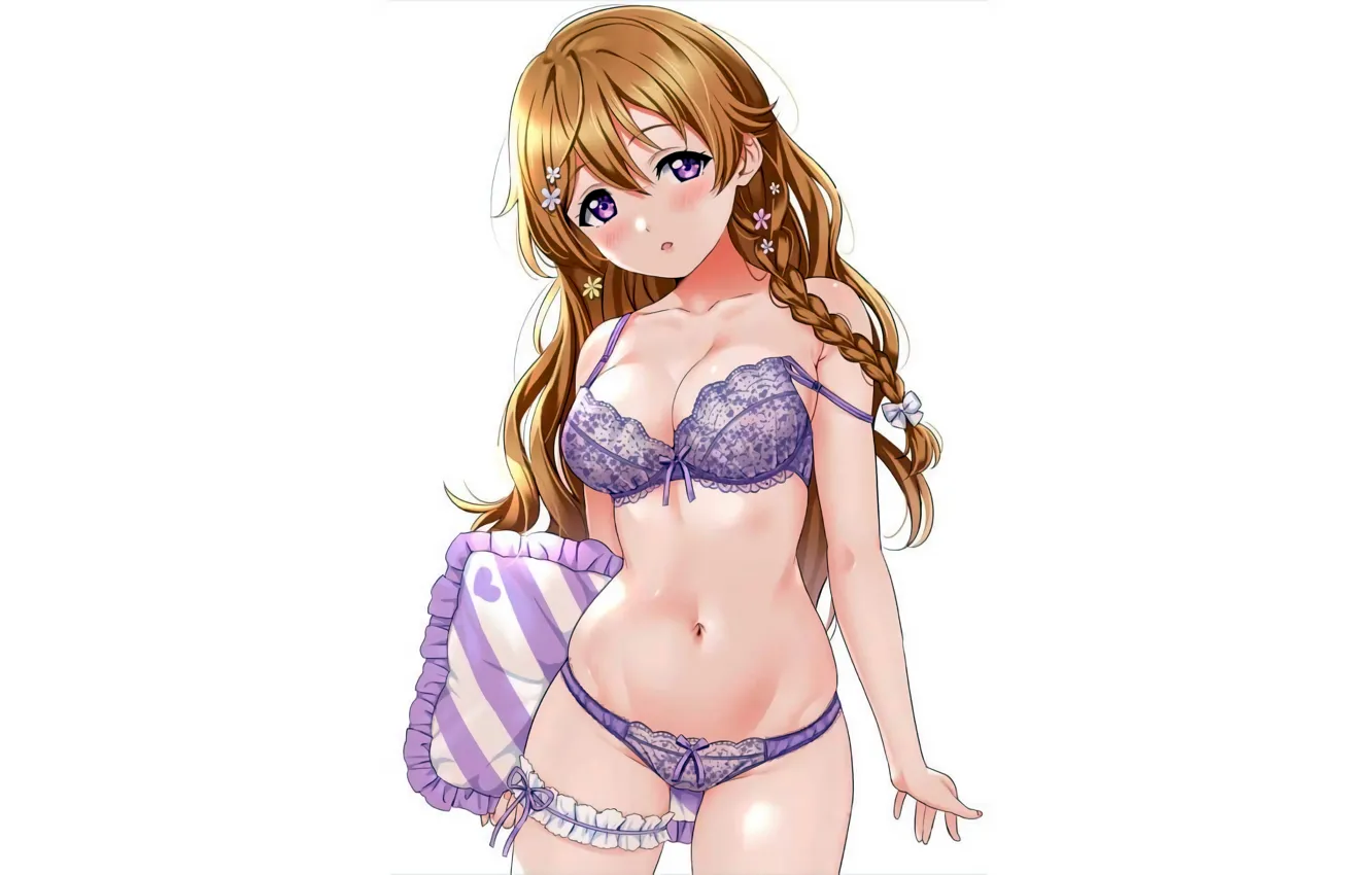 Photo wallpaper girl, sexy, lingerie, bra, cleavage, panties, long hair, boobs