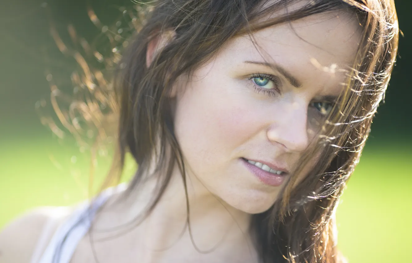 Photo wallpaper look, girl, brown hair