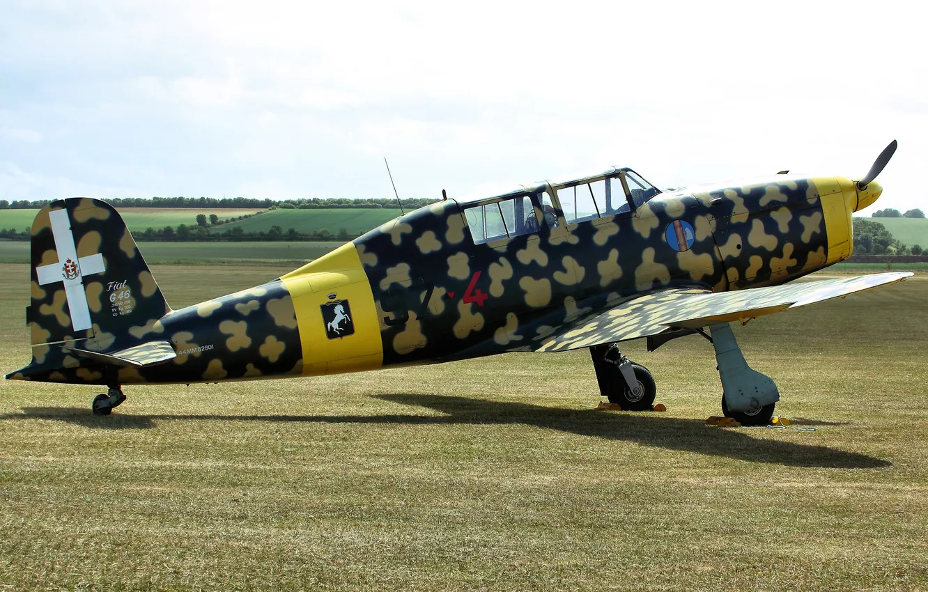 Photo wallpaper field, the plane, training, Fiat G.46