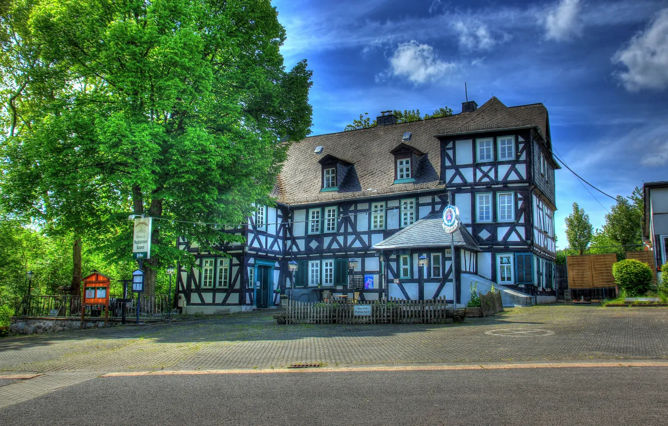 Photo wallpaper trees, house, street, Germany, mansion, Wetzlar