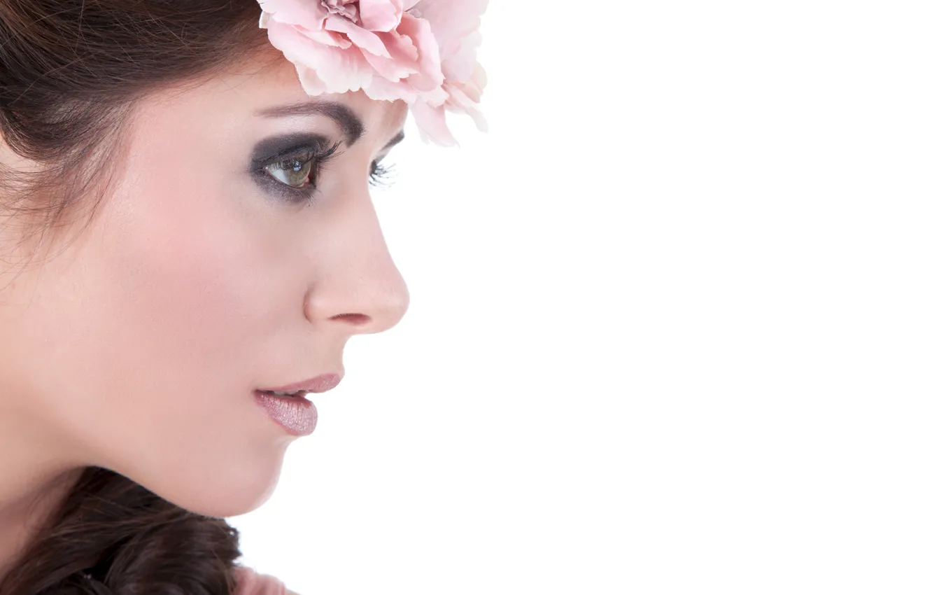 Photo wallpaper flower, brunette, female