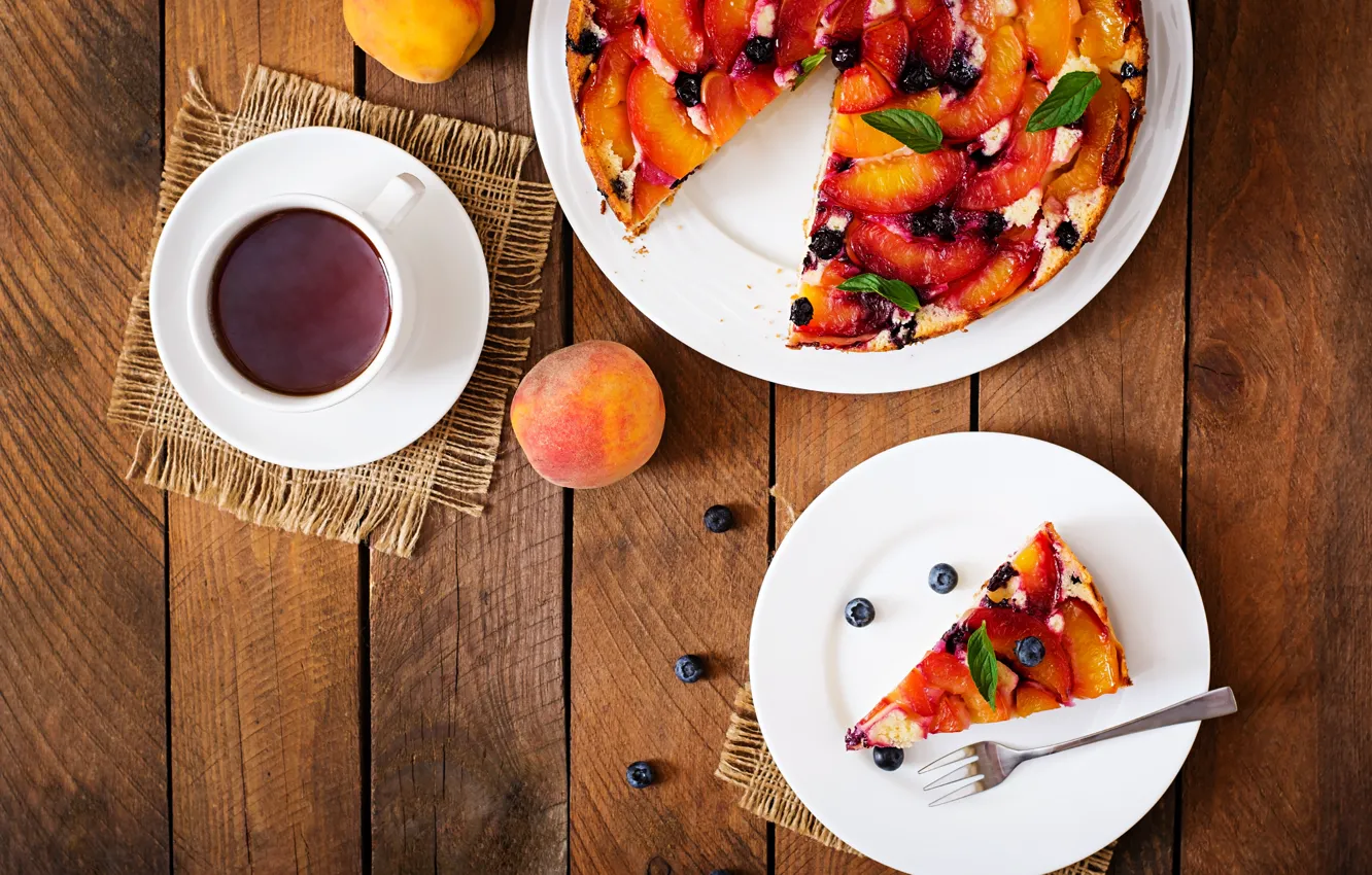 Photo wallpaper berries, tea, the sweetness, fruit, cakes, fruit pie