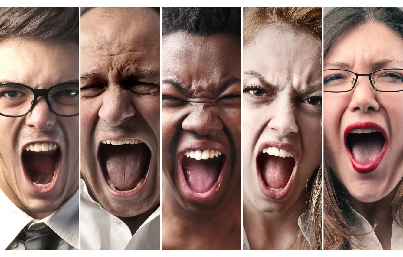 Photo wallpaper Fury, anger, Shouting, frustration