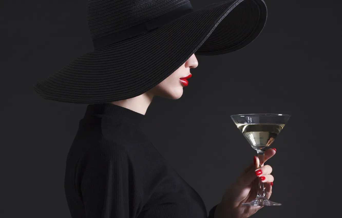 Photo wallpaper fashion, hat, drink, martini, Lips, haute couture