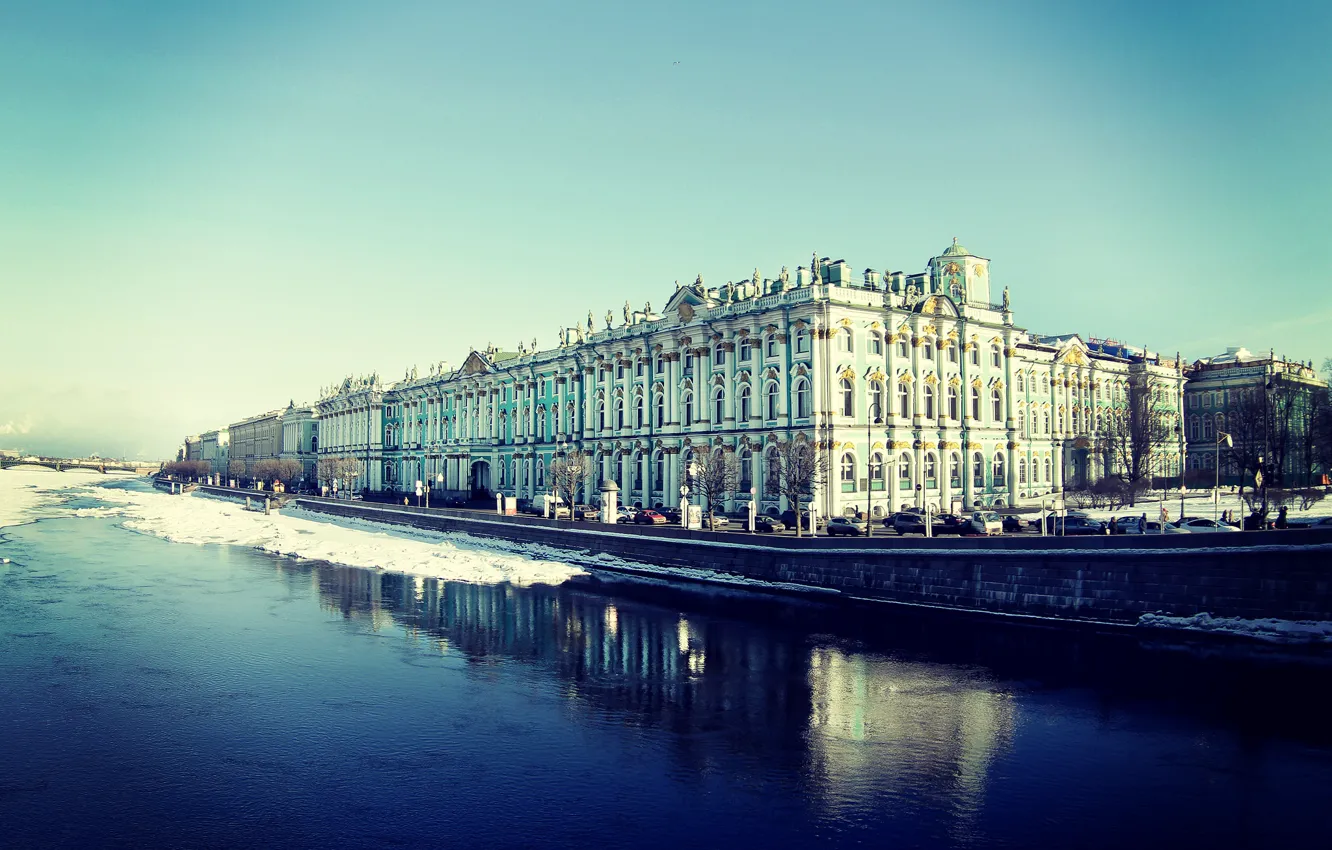 Photo wallpaper river, Peter, Saint Petersburg, The Hermitage, Russia, Museum, Russia, promenade